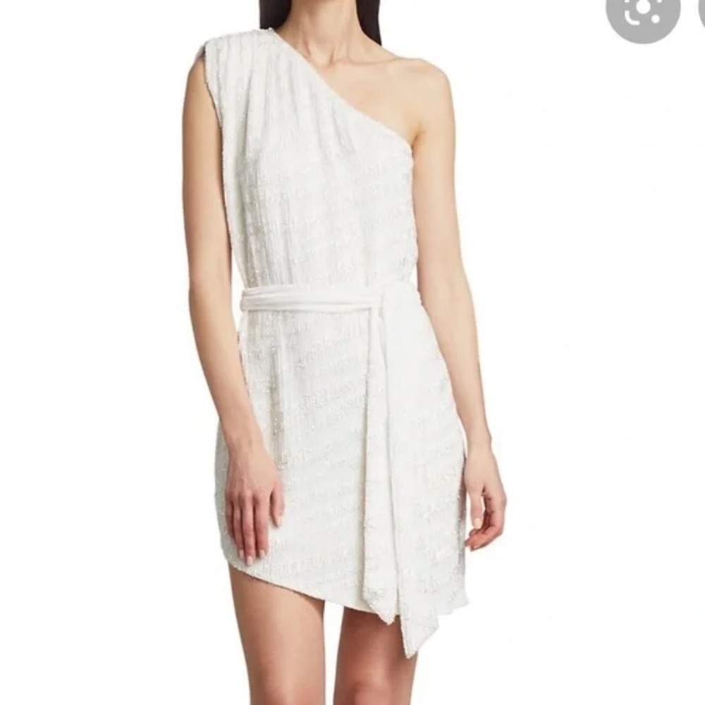 Retrofete Ella Sequin Zebra Dress - White